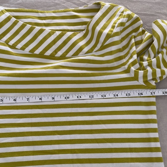 Kate Spade back bow Top size L 3/4 sleeves stretchy preppy cream green stripes - Picture 7 of 11